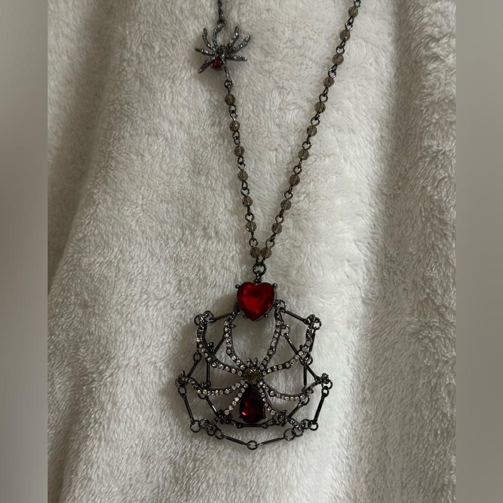 Betsey Johnson long Spider Web necklace